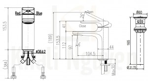 Bản Vẽ Vòi Chậu Lavabo Inax LFV-632S-2 Nóng Lạnh 1 Lỗ