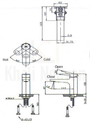 Bản Vẽ Vòi Chậu Lavabo Inax LFV-652S Nóng Lạnh