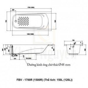 Bản vẻ kỹ thuật bồn tắm Ocean Inax FBV-1700R