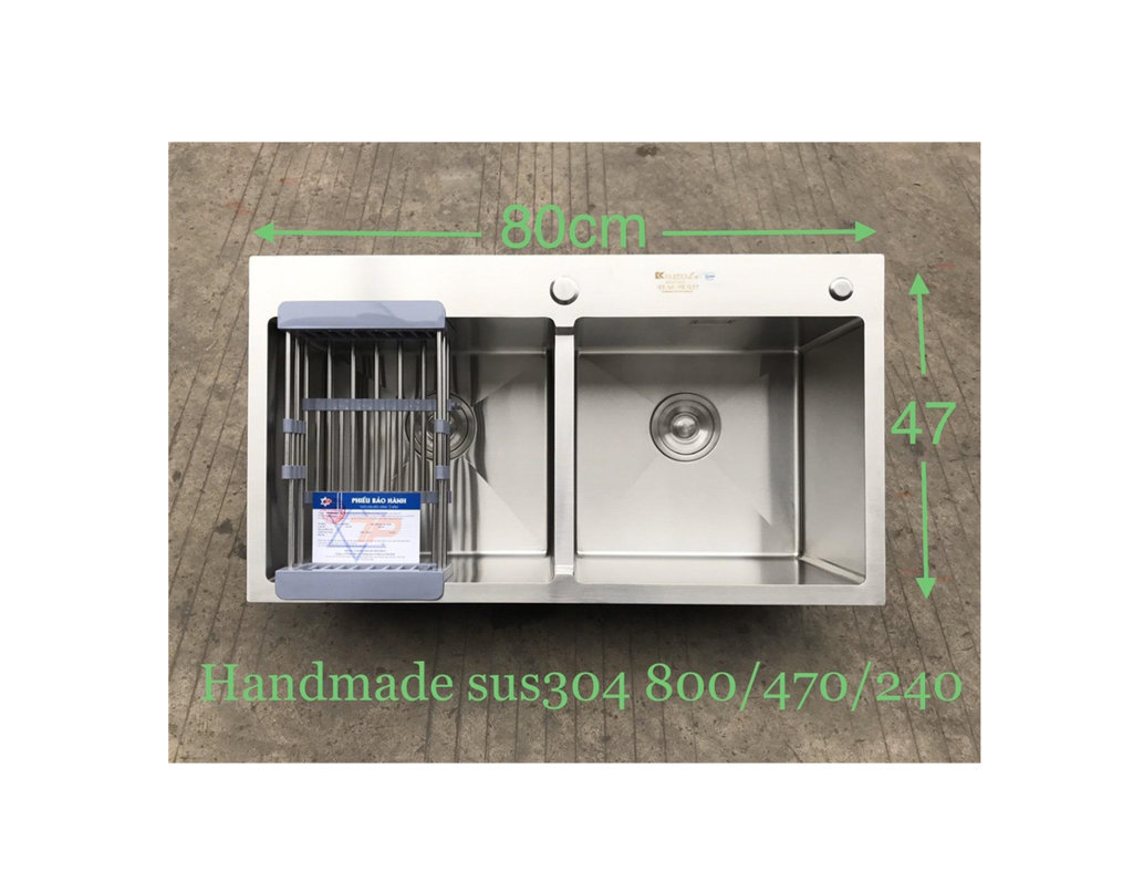 Chậu rửa bát handmade đúc Inox cao cấp Kagol H8047- Cân 304