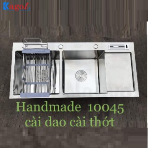 Chậu Rửa Bát Kagol Đúc Inox Hai Hố K10045 CD Có Bàn, Cài Dao