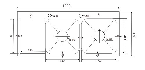 Bản Vẽ Chậu Rửa Bát Kagol Hai Hố K10050 BAN TRAI 304