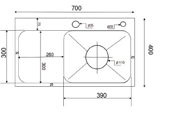 Bản Vẽ Chậu Rửa Bát Handmade Đúc Kagol Một Hố K7040BT