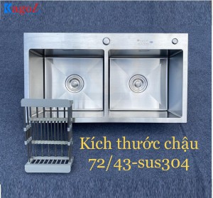 Chậu Rửa Bát Kagol Đúc Inox Hai Hố Cân K7243 Can 304 SUS 304
