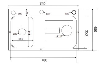 Bản Vẽ Chậu Rửa Bát Handmade Đúc Kagol Một Hố K7545X