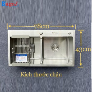 Chậu Rửa Bát Handmade Đúc Kagol Hai Hố Cân K7843 can