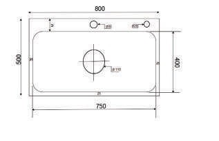 Bản Vẽ Chậu Rửa Bát Kagol Một Hố K8050 304 (KT:80x50x24 cm)