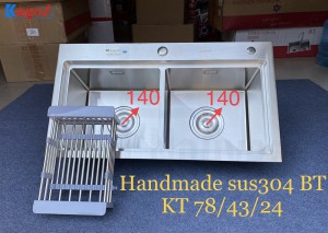 Chậu Rửa Bát Kagol Đúc Inox Hai Hố Cân K8245 BT can 304 SUS 304