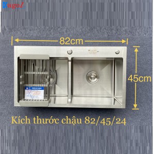 Chậu Rửa Bát Handmade Đúc Kagol Hai Hố Cân K8245 can