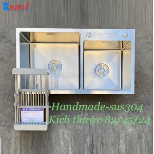 Chậu Rửa Bát Kagol Đúc Inox Hai Hố Lệch K8245 lech 304 SUS 304