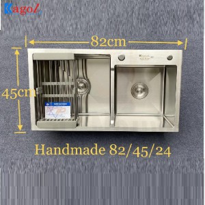 Chậu Rửa Bát Handmade Đúc Kagol Hai Hố Lệch K8245 lech