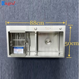 Chậu Rửa Bát Handmade Đúc Kagol Hai Hố Cân K8850 can