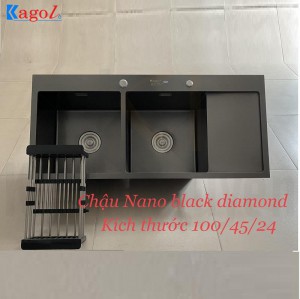 Chậu Rửa Bát Handmade Đúc Phủ Nano Hai Hố Cân Kagol KND10045