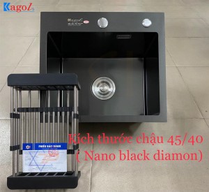 Chậu Rửa Bát Handmade Đúc Phủ Nano Đen Một Hố Kagol KND4540