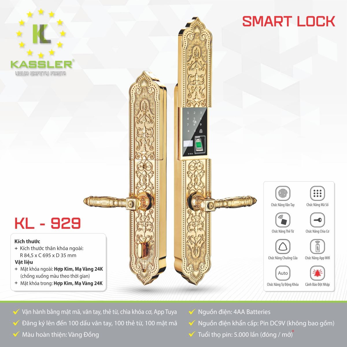 Khóa Cửa Đại Sảnh Kassler KL-929