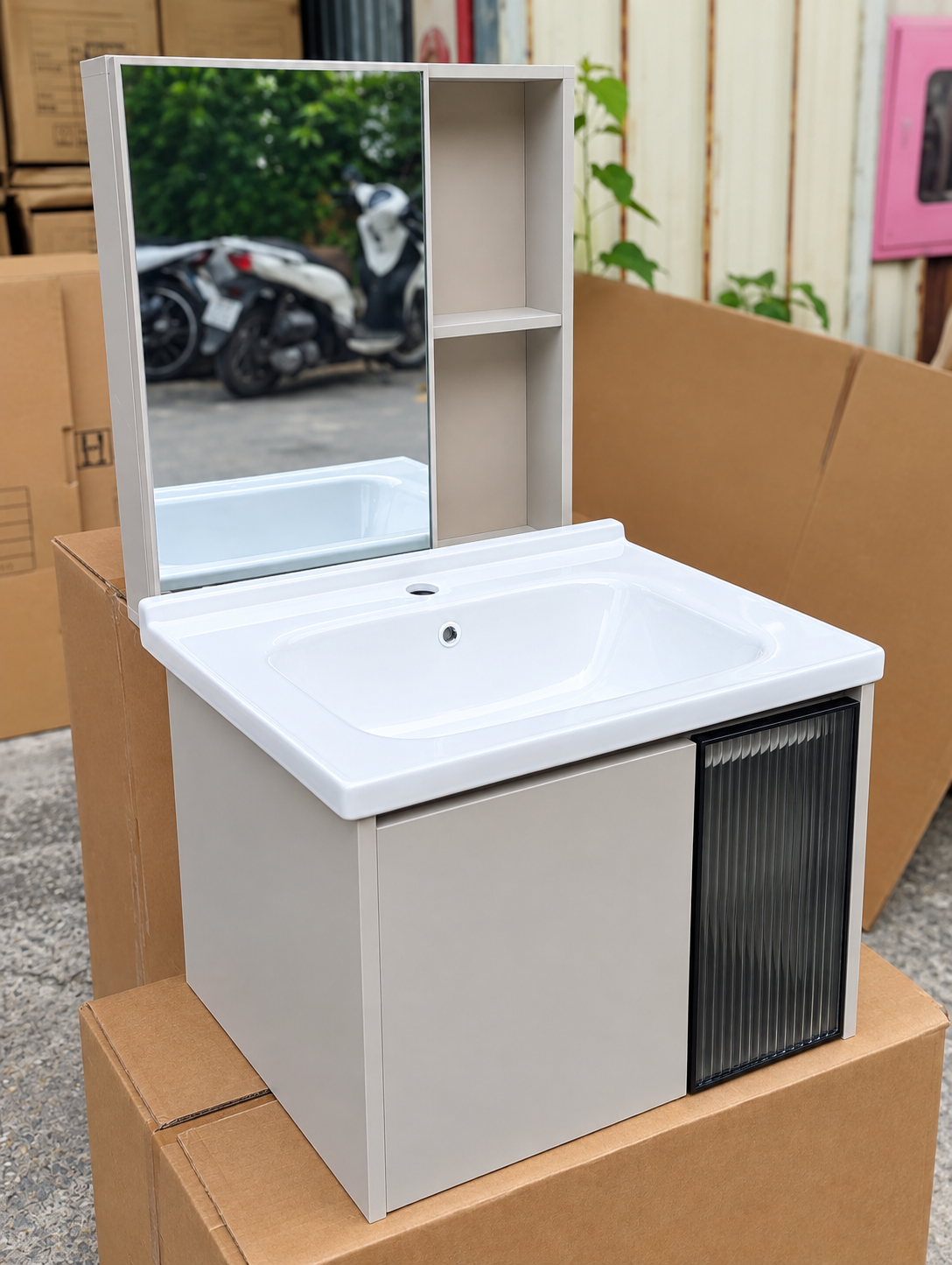 Bộ tủ chậu lavabo kèm tủ gương
