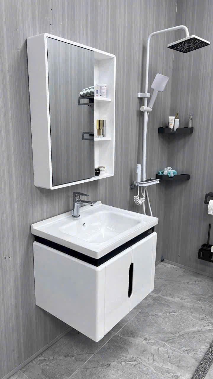 Bộ tủ chậu lavabo + tủ gương | chất liệu PVC chống nước tuyệt đối | kt 60x47
