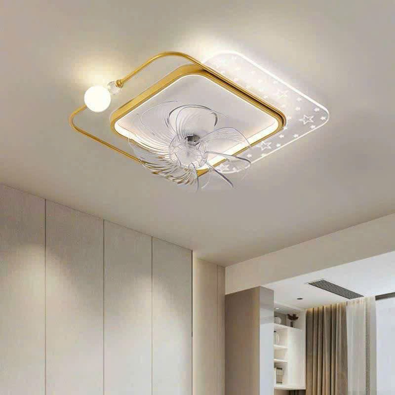 Quạt trần đèn Led | Viền vàng | Điều khiển từ xa