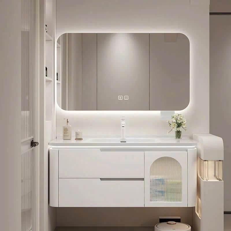 Bộ tủ chậu lavabo PVC đặc kèm gương led