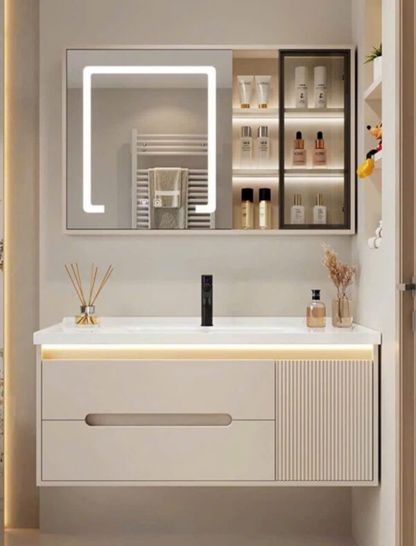 Bộ tủ chậu lavabo kèm tủ gương cao cấp