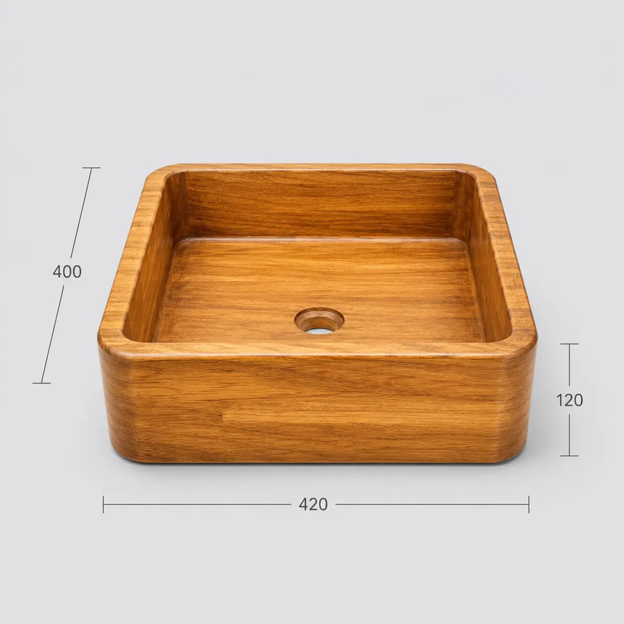 Kích thước chậu lavabo Acacia gỗ nung WF-LV-AC-420A