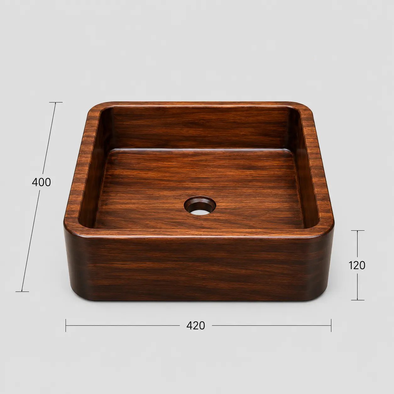 Bản vẽ chậu lavabo Acacia gỗ nung WF-LV-TB-420A đặt bàn