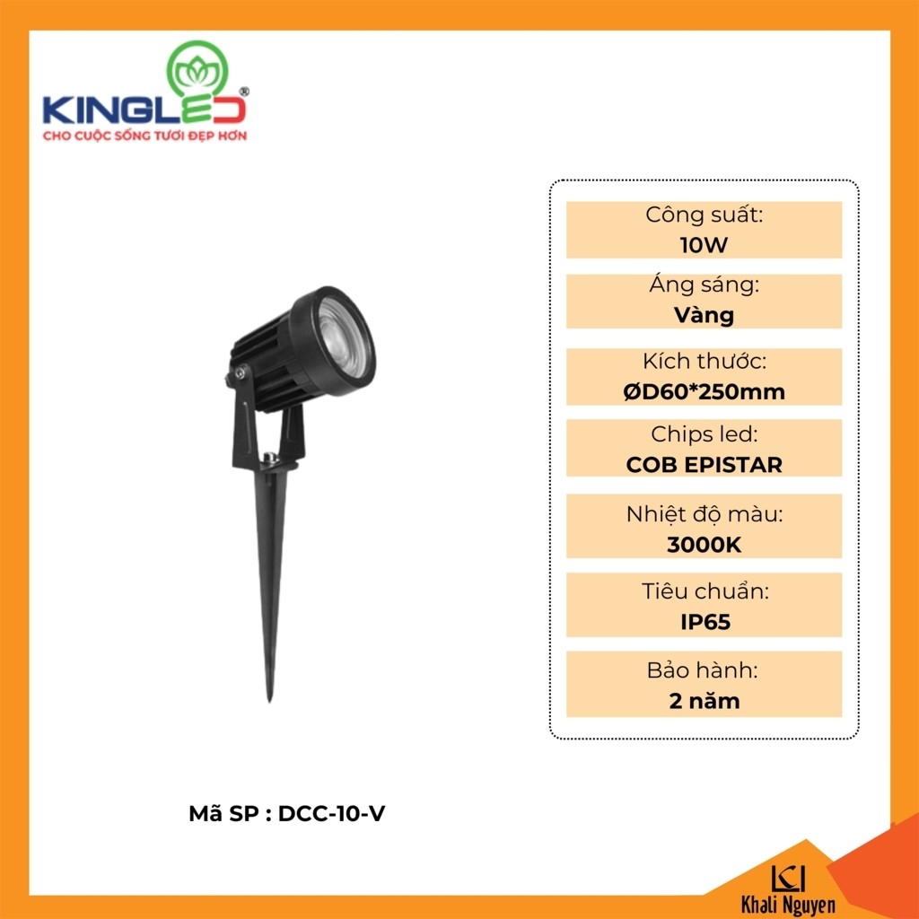 Đèn led sân vườn cắm cỏ 10W Kingled DCC-10-V