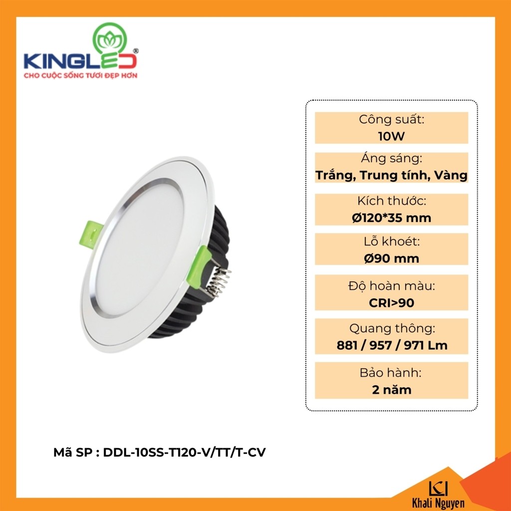 Đèn led âm trần Diamond 10W Kingled DDL-10SS-T120-V/TT/T-CV
