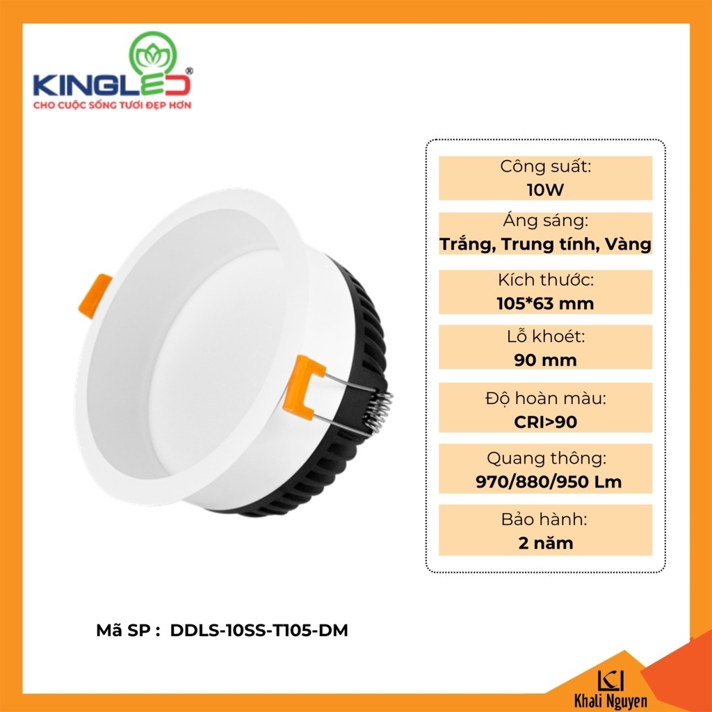Đèn led âm trần Diamond Sâu 10w Kingled DDLS-10SS-T105-DM