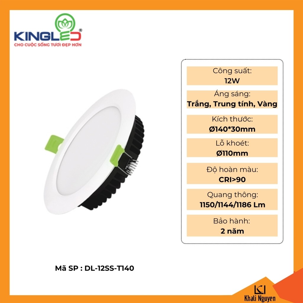 Đèn led âm trần Downlight Ruby 12W Kingled DL-12SS-T140