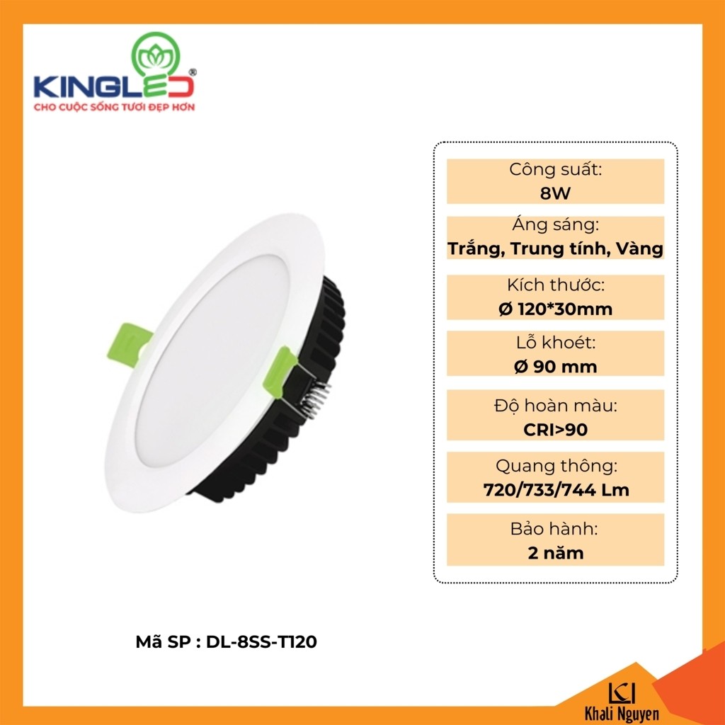 Đèn led âm trần Downlight Ruby 8W Kingled DL-8SS-T120