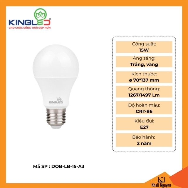 Đèn led bulb 15W Kingled DOB-LB-15-A3
