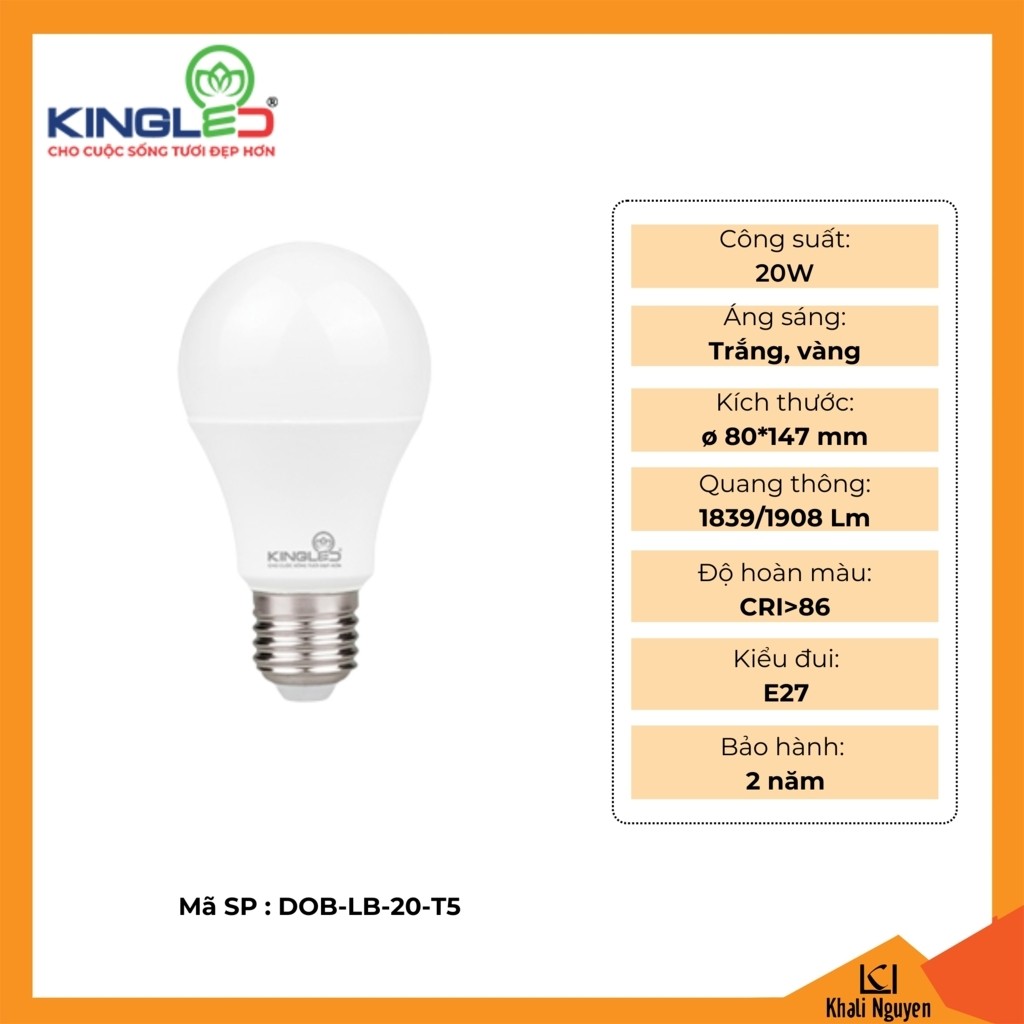 Đèn led bulb 20W Kingled DOB-LB-20-T5