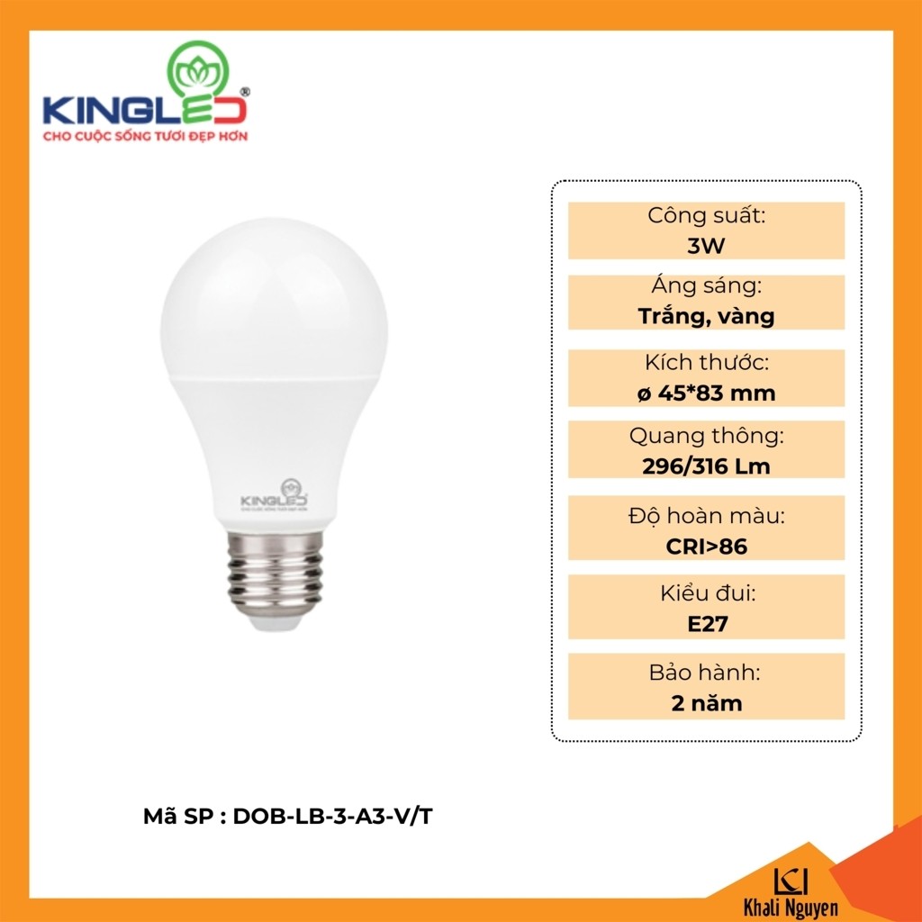 Đèn led bulb 3W Kingled DOB-LB-3-A3-V/T