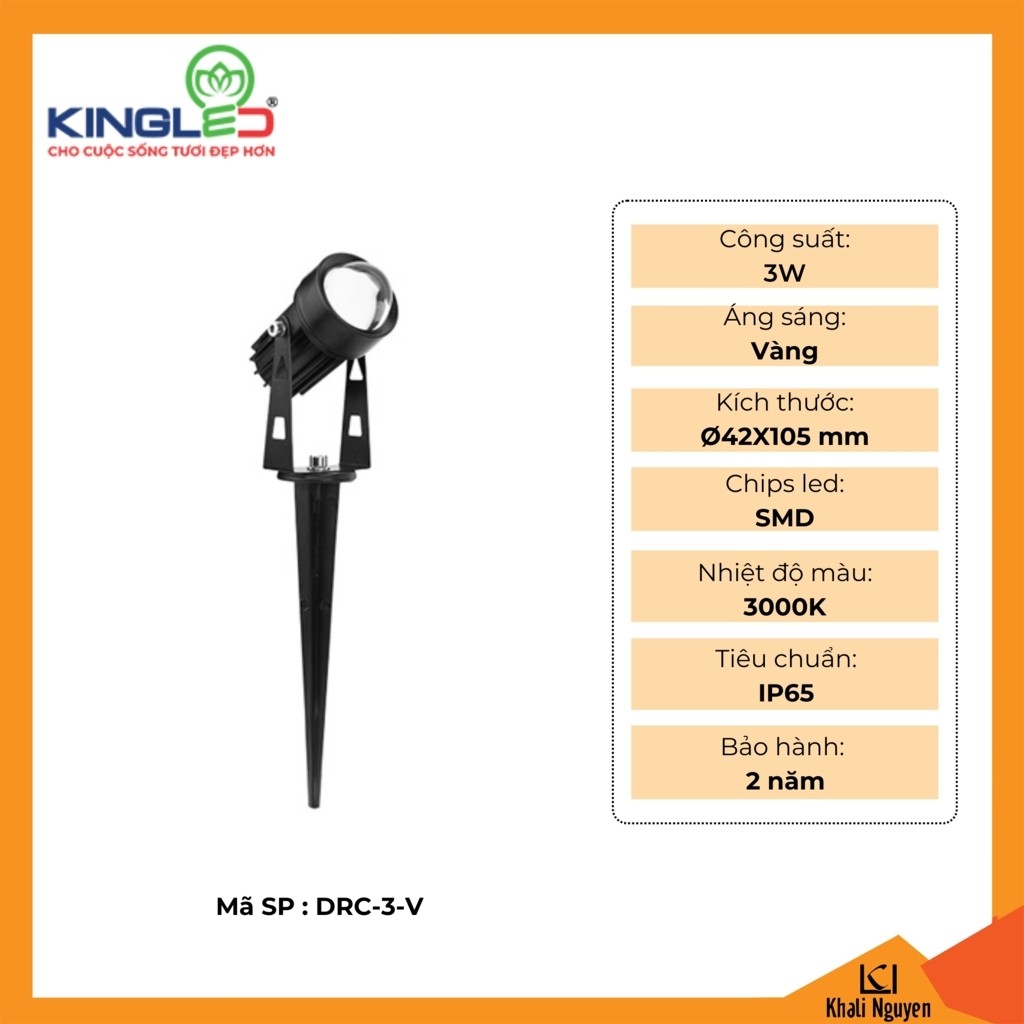 Đèn led sân vườn rọi cột 3W Kingled DRC-3-V