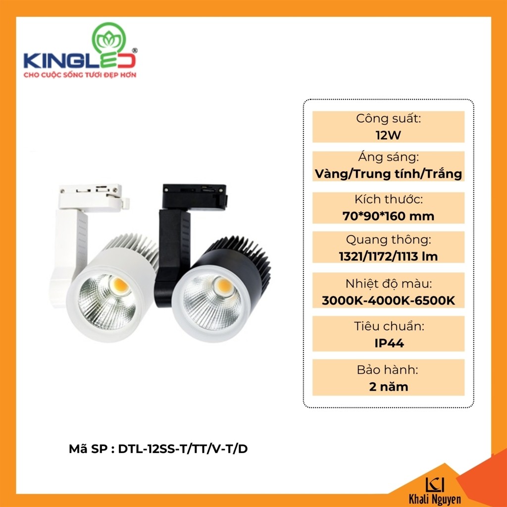 Đèn rọi ray Beryl 12W Kingled DTL-12SS-T/TT/V-T/D