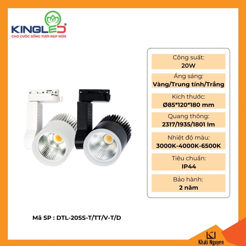 Đèn rọi ray Beryl 20W Kingled DTL-20SS-T/TT/V-T/D