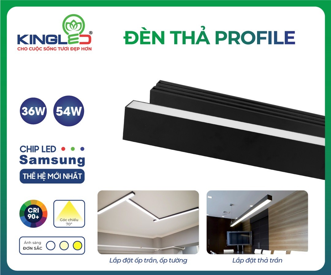 Đèn led thả Profile 54W Kingled DTP-54SS-118-V/TT/T-D - Hình 1