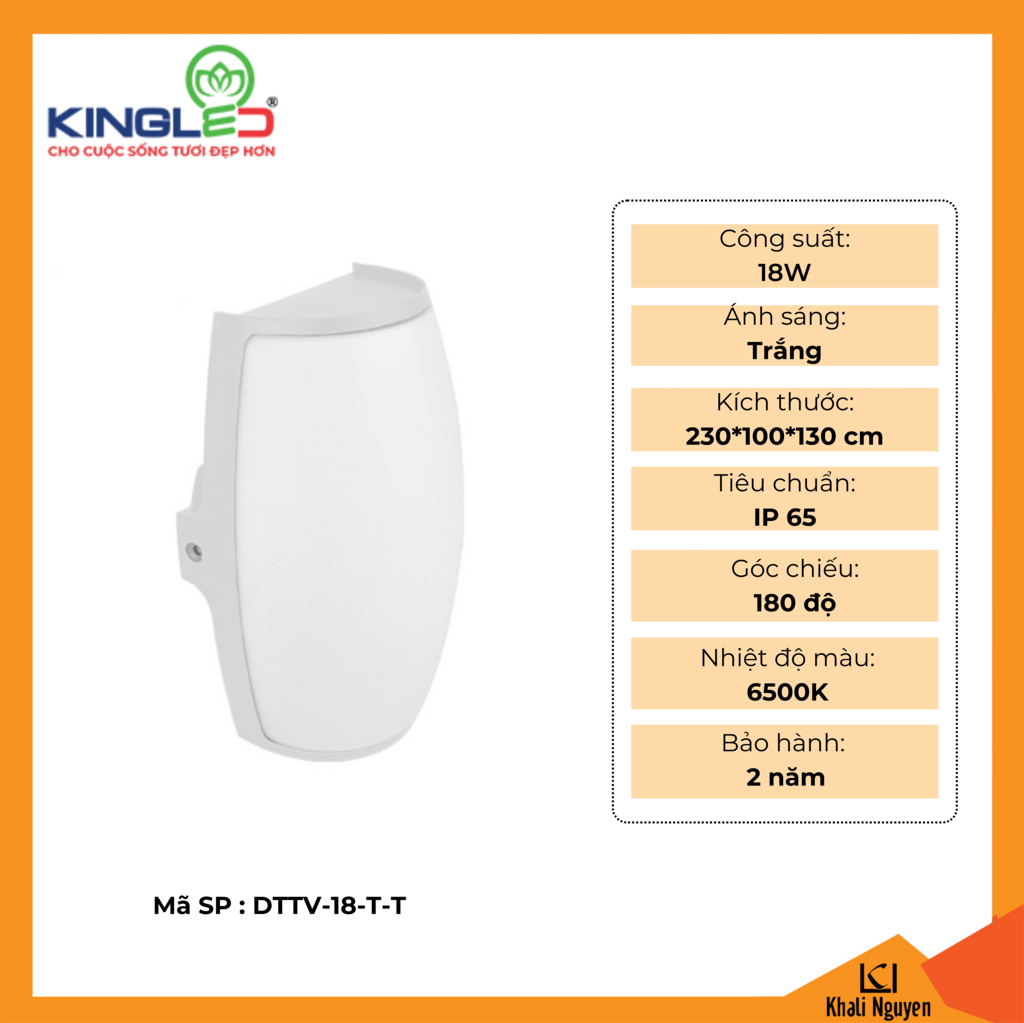 Đèn tường led ngoài trời Kingled DTTV-18-T-T