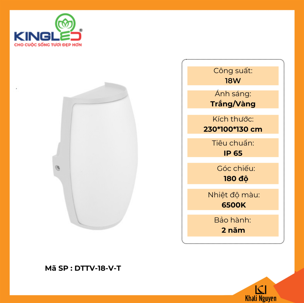 Đèn tường led ngoài trời Kingled DTTV-18-V-T