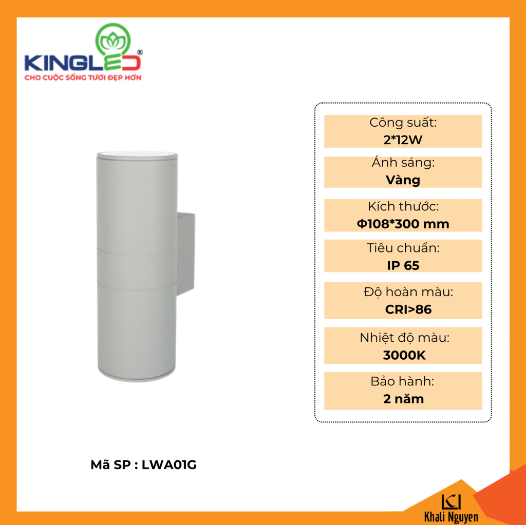 Đèn tường led ngoài trời Kingled LWA01G