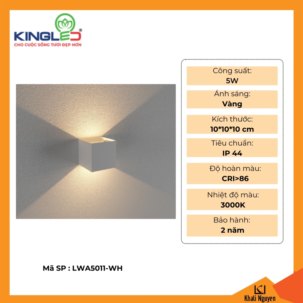 Đèn tường led trong nhà 5W Kingled LWA5011-WH