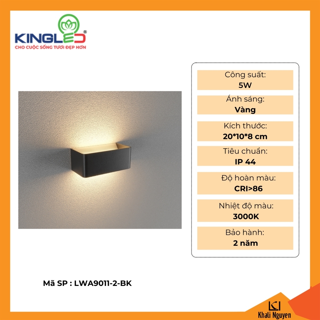 Đèn tường led trong nhà 5W Kingled  LWA9011-2-BK