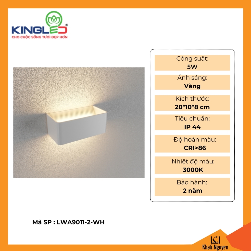 Đèn tường led trong nhà 5W Kingled LWA9011-2-WH