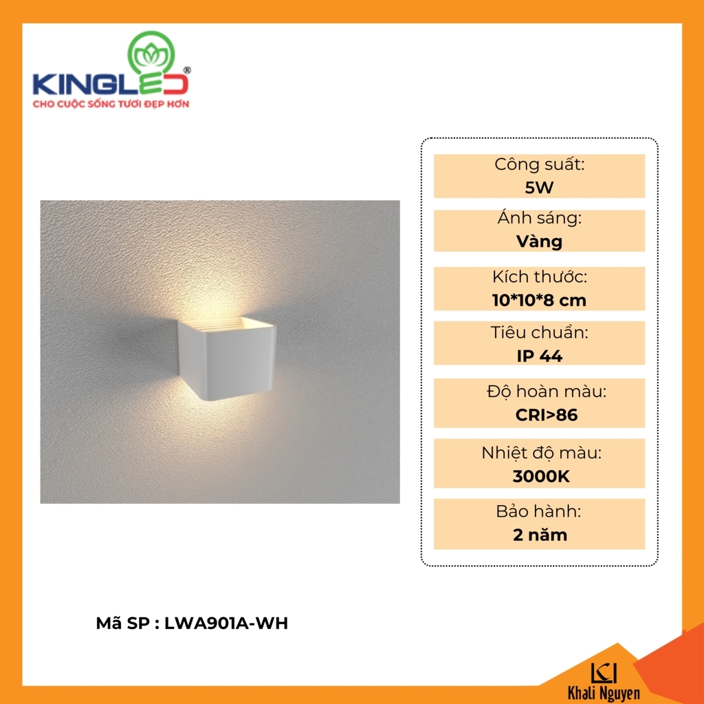 Đèn tường led 5W Kingled LWA901A-WH