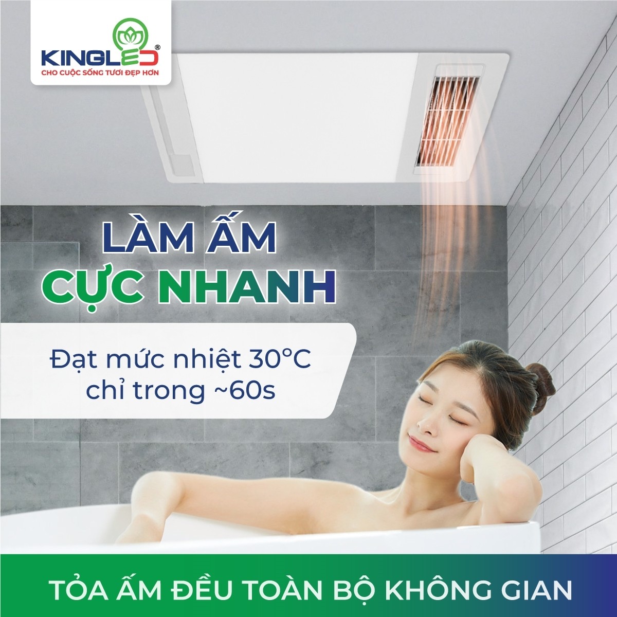 Quạt sưởi điều hòa phòng tắm Kingled QSDH-3030 - hình 1