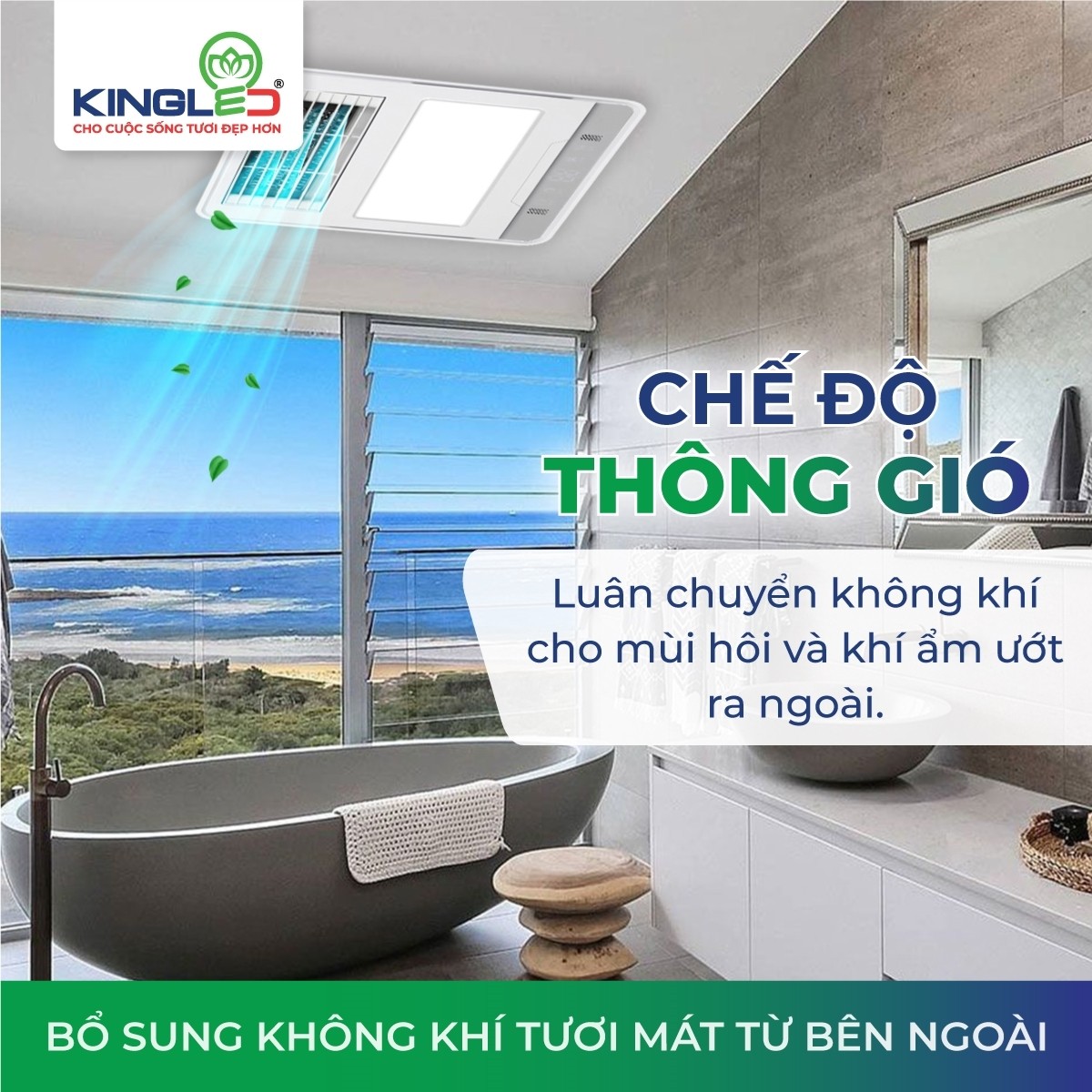 Quạt sưởi điều hòa phòng tắm Kingled QSDH-3030 - hình 2