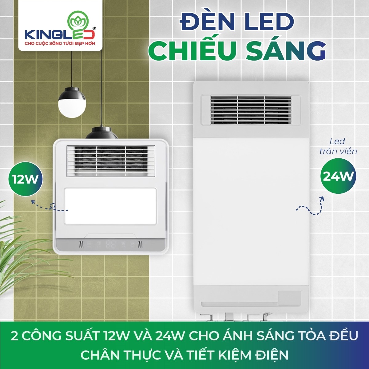 Quạt sưởi điều hòa phòng tắm Kingled QSDH-3030 - hình 3