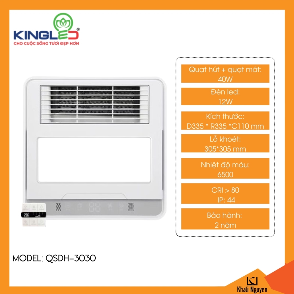 Quạt sưởi điều hòa phòng tắm Kingled QSDH-3030