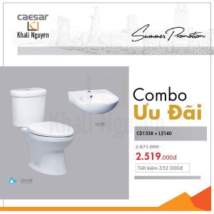 Combo KM bồn cầu + chậu lavabo Caesar CD1338+L2140